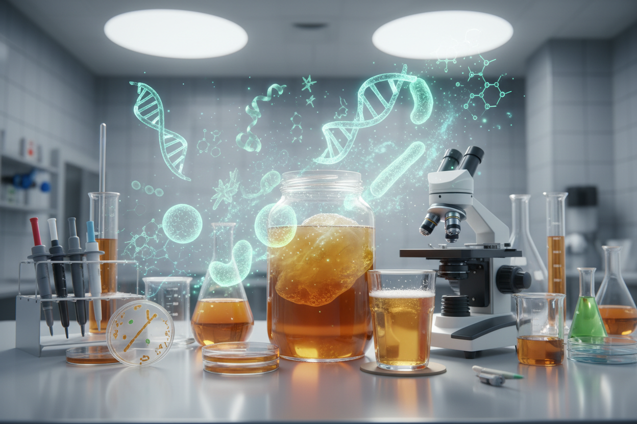 Kombucha und seine Wirkung: Wissenschaftliche Studien zu Inhaltsstoffen, Fermentation und Gesundheit